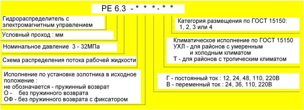 Схема условного обозначения РЕ 6.3 двухпозиционного