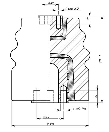 Рис.1. Схематическое изображение изолятора И25-125 I УХЛЗ