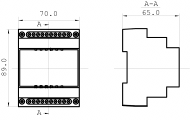 Рис.1. Габаритные и присоединительные размеры контроллера ARCON-34