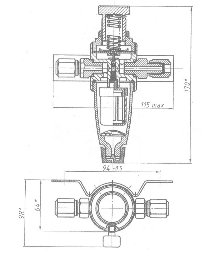 Схема габаритных размеров редуктора РДФ-3М1, РДФ-3М2