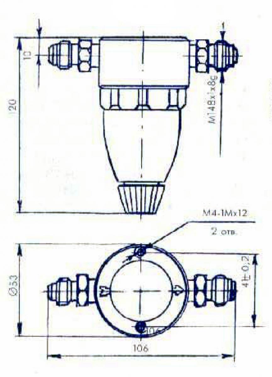 Схема габаритных размеров фильтра воздуха ФВ-6-03