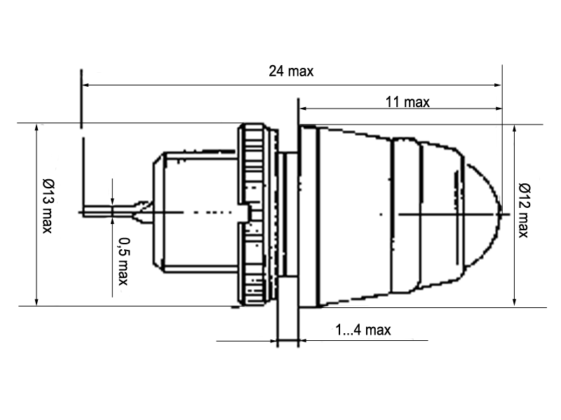 Схема габаритных размеров фонаря МФС-2