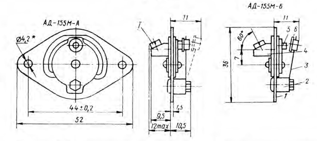 Схема габаритных размеров термодатчика АД-155М-12