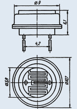 Схема габаритных размеров фоторезистора СФ2-5А